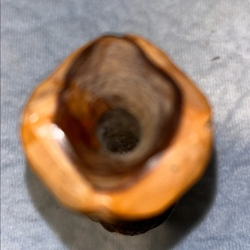 Bohemian Look Hand Carved Cross Hatched Olive Wood Miniature Bud Vase